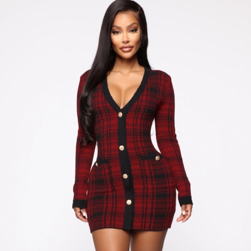Fashion Nova Power Hour Plaid Mini Dress
